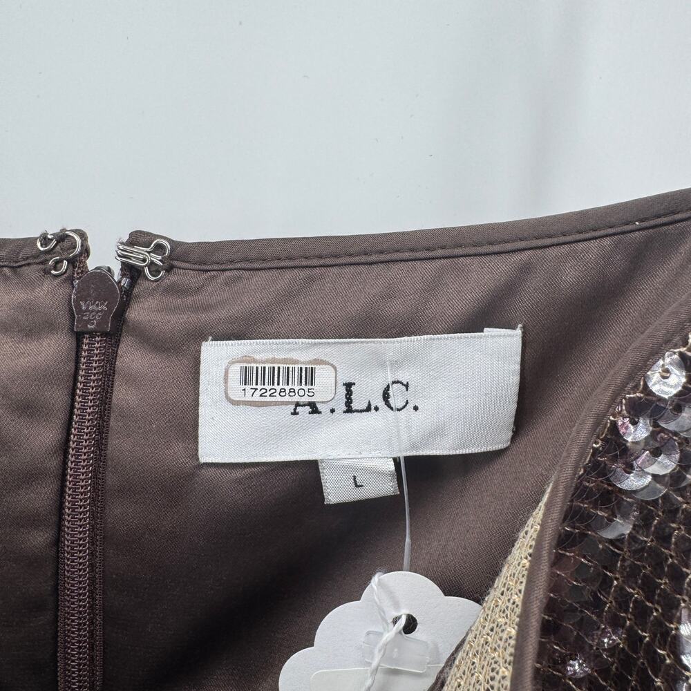 A.L.C. Dani Mini Dress Womens Size Large Sequin Slip Party Brown Sexy Cocktail - Picture 5 of 10
